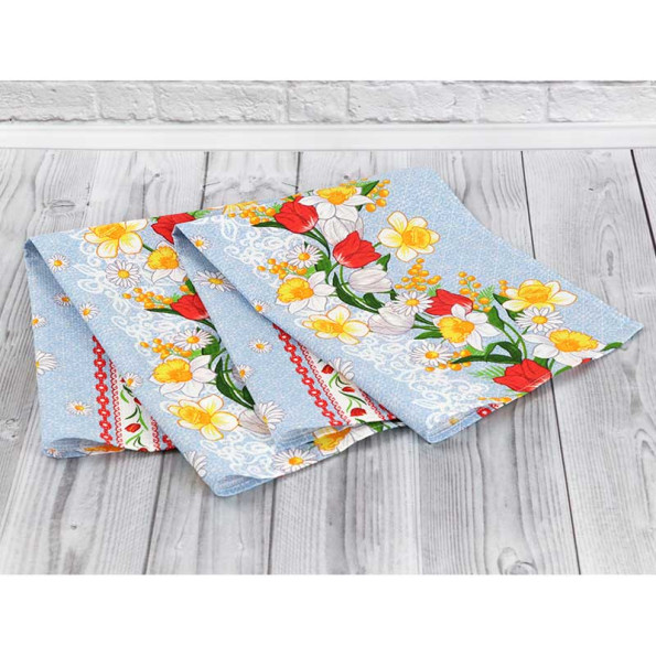 Рушник вафельний Кухонний 45х80 см Весняні квіти 342414 -
                                                        Фото 4