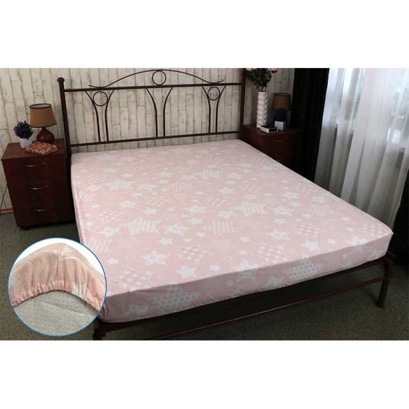 Простынь 160х200 на резиновой ленте "Beige star" бязь Простынь 160х200 на резиновой ленте "Beige star" бязь