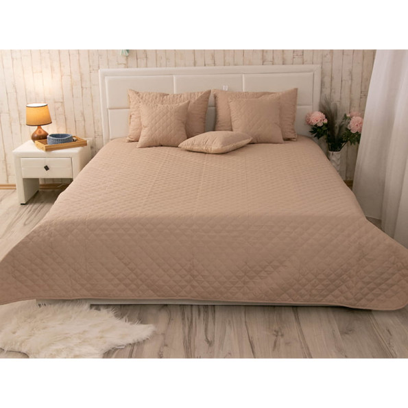 Двустороннее декоративное покрывало “Velour” Beige ромб 180х220 см -
                                                        Фото 6