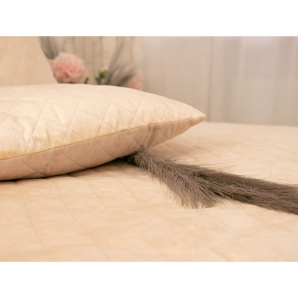 Двусторонняя декоративная подушка “Velour” Beige ромб 40х40 см -
                                                        Фото 5