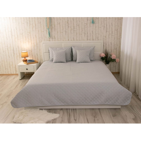 Двустороннее декоративное покрывало “Velour” Grey ромб 220х240 см -
                                                        Фото 8