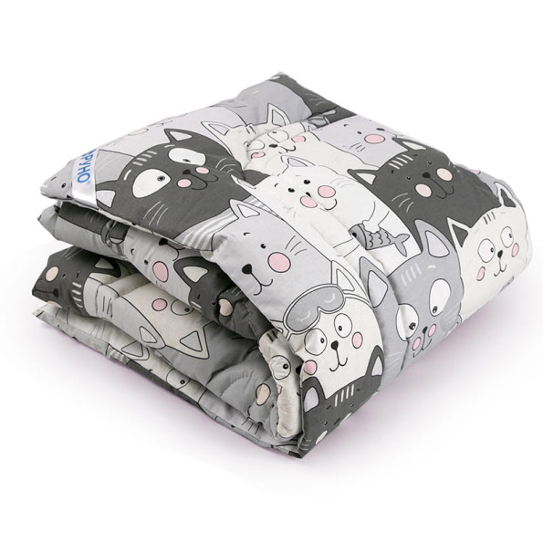 Ковдра дитяча 140х105 вовняна дизайн Grey Cat