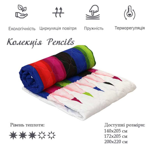 Шерстяное летнее одеяло "Pencils" 140х205 см -
                                                        Фото 2