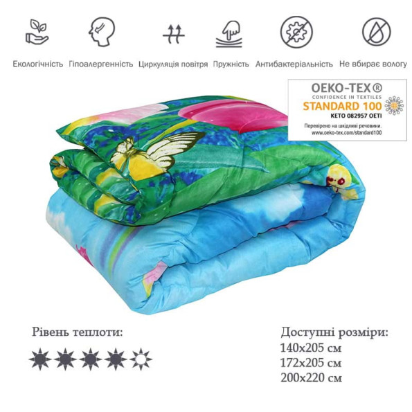 Всесезонное силиконовое одеяло "Тюльпаны" 200х220 см -
                                                        Фото 2