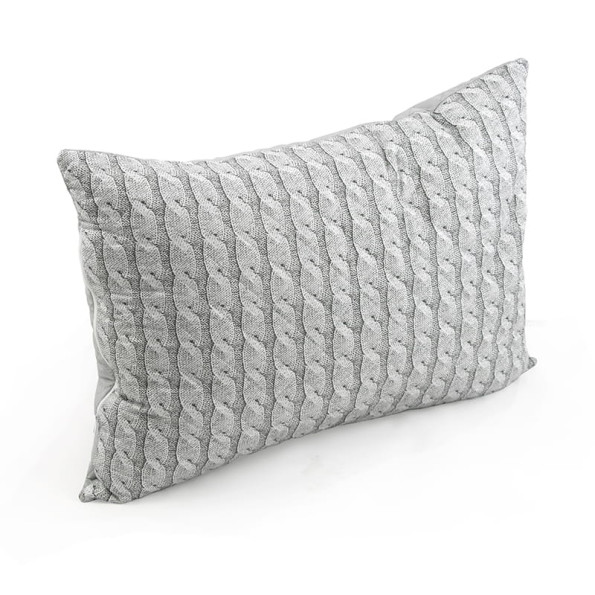 Подушка 50х70 силіконова стьобана на блискавці Grey Braid