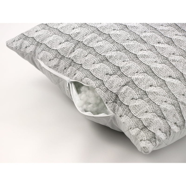 Подушка 50х70 силіконова стьобана на блискавці Grey Braid -
                                                        Фото 5