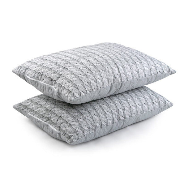 Подушка 50х70 силіконова стьобана на блискавці Grey Braid -
                                                        Фото 7