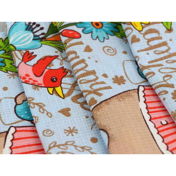 Набір вафельних рушників 45х60 см. 3 шт. Пасхальний Зайчик блакитний -
                                                        Фото 4
