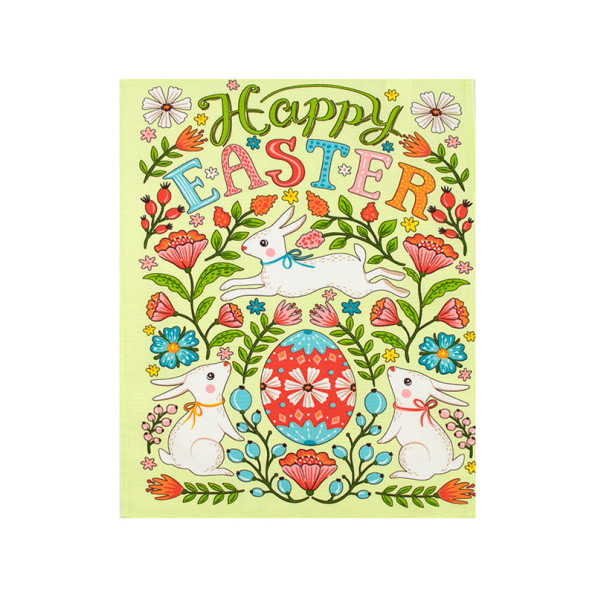 Набір вафельних рушників 45х60 см. 3 шт. Великодні Зайчики з писанкою салатовий -
                                                        Фото 2