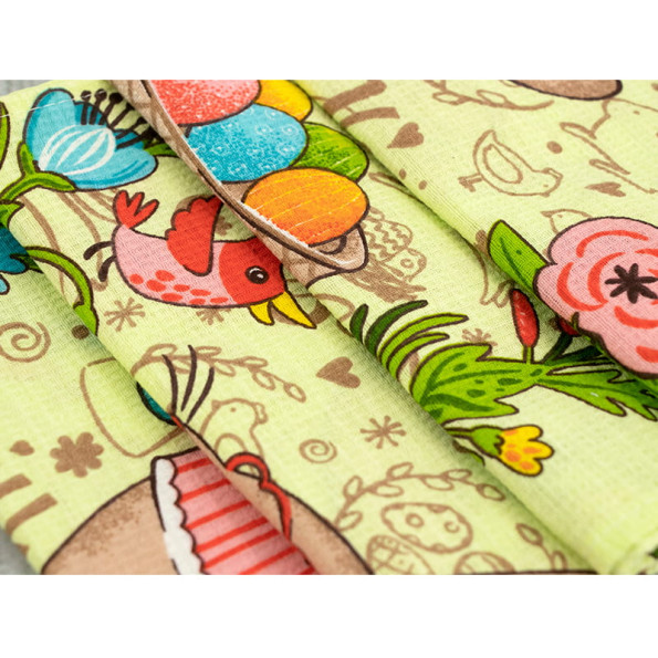 Набір вафельних рушників 45х60 см. 3 шт. Великодні Зайчики з писанкою салатовий -
                                                        Фото 4