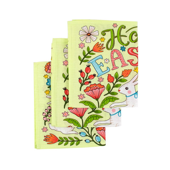 Набір вафельних рушників 45х60 см. 3 шт. Великодні Зайчики з писанкою салатовий -
                                                        Фото 3