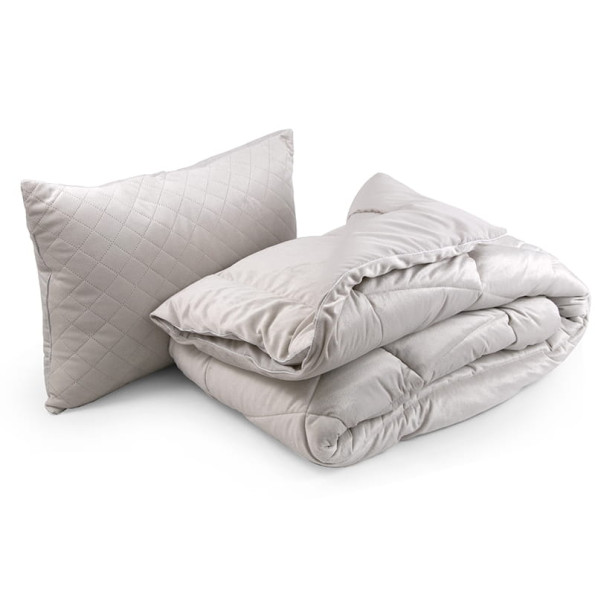 Всесезонное силиконовое велюровое одеяло "Soft Pearl" 140х205 см с подушкой 50х70 см