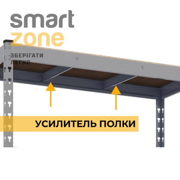 Стеллаж металлический 240х160х60 см СЕРЫЙ 6 полок из МДФ, 300 кг/полка ГРАНД-1275 для склада -
                                                        Фото 2