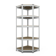 Стеллаж металлический угловой 180х90х45 см СЕРЫЙ5 полок ДСП ХАРДИ для дома, гаража