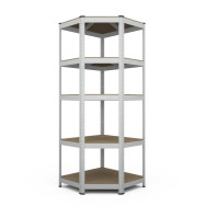 Стеллаж металлический угловой 180х90х45 см СЕРЫЙ 5 полок МДФ БОНА для дома, кладовки, на балкон