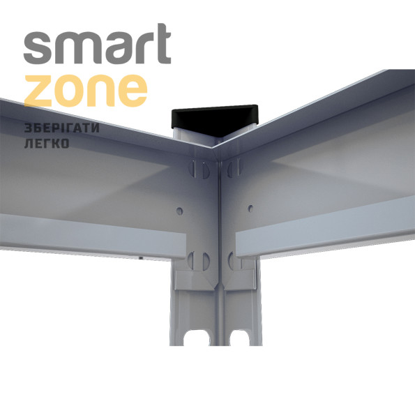 Стелаж металевий кутовий 180х90х45 см СІРИЙ 5 полиць МДФ БОНА для дому, комори, на балкон -
                                                        Фото 4
