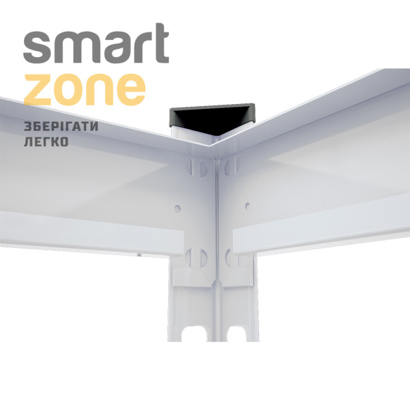 Стелаж металевий кутовий 180х70х45 см БІЛИЙ 5 полиць МДФ БОНА для дому, комори, на балкон -
                                                        Фото 3