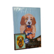 Вышивка крестиком на канве, на подрамнике Собачка и котик