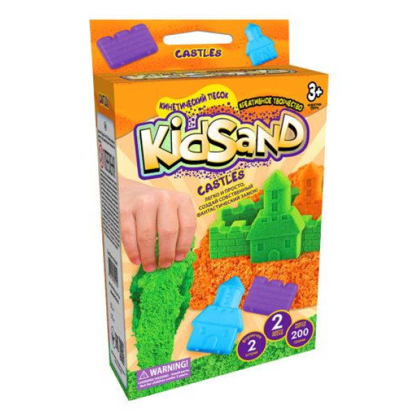 Кинетический песок KidSand: Замок с формочками, 200 г, детский Кинетический песок KidSand: Замок с формочками, 200 г, детский