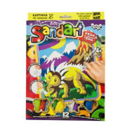 Фреска из цветного песка Sandart Трицератопс