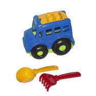 Автобус Бусик №1 + лопатка и грабельки (синий)