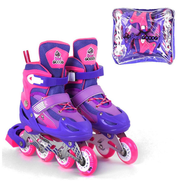 Роликовые коньки Best Roller S Фиолетовые с подсветкой