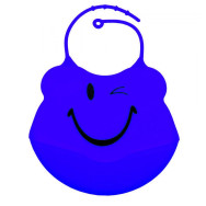 Слюнявчик силиконовый с карманом (синий) 