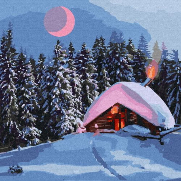 Картина за номерами "Засніжена хатинка" ★★★★★ -
                                                        Фото 1