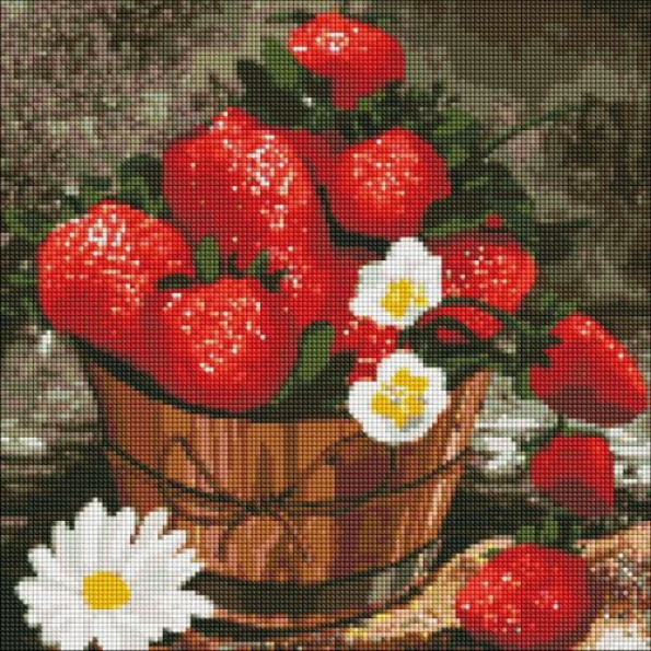 Алмазна мозаїка "Полуничний букет" 40х40 см -
                                                        Фото 1