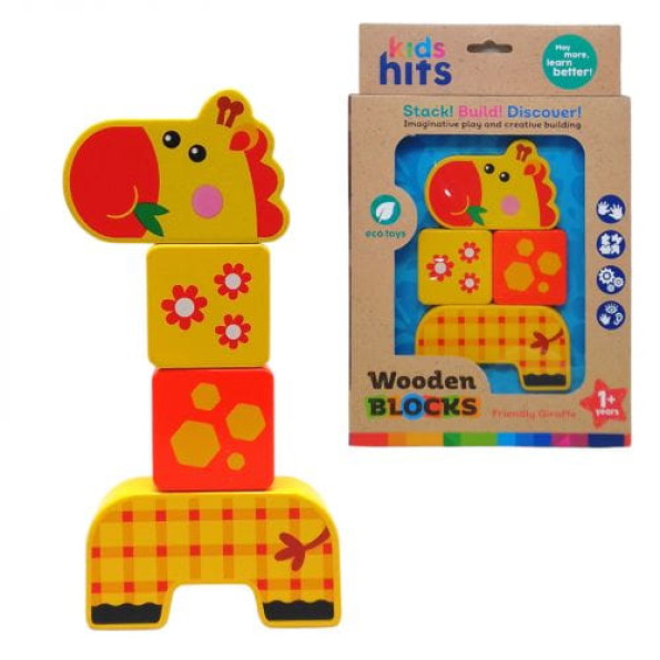 Деревянная игрушка-конструктор "Wooden Blocks: Жираф", 4 элемента -
                                                        Фото 1