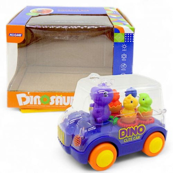 Музична машинка на батарейках "Dino Car", синя -
                                                        Фото 1