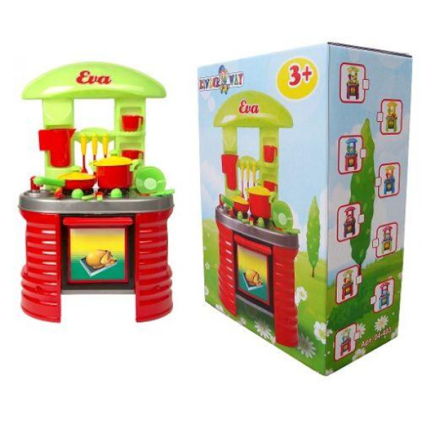 Кухня с посудой красная Кухня с посудой красная