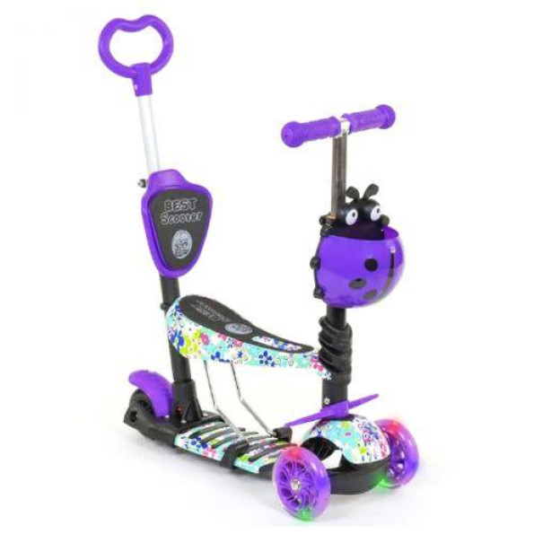 Самокат дитячий триколісний Best Scooter Різнокольоровий з ручкой Самокат дитячий триколісний Best Scooter Різнокольоровий з ручкой