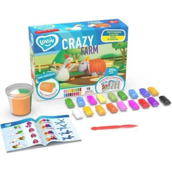 Набор теста для лепки Crazy Farm 18 цветов