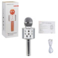 Безпроводной микрофон караоке, bluetooth, USB, колонка Срібний Безпроводной микрофон караоке, bluetooth, USB, колонка Срібний