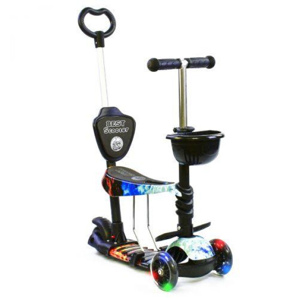 Самокат детский 3-колесный Best Scooter Разноцветный с ручкой