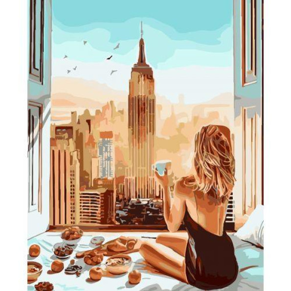 Картина по номерам 0017 ОРТ кол. Сниданок з видом Нью-Йорк Картина по номерам 0017 ОРТ кол. Сниданок з видом Нью-Йорк