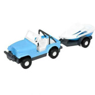 Джип с лодкой, голубой