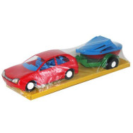 Автомобиль с прицепом красный