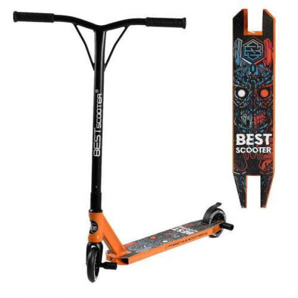 Самокат трюковий Best Scooter Помаранчовий з посиленою рамою Самокат трюковий Best Scooter Помаранчовий з посиленою рамою