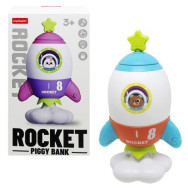 Копилка-ночник Ракета, сейф, со светом