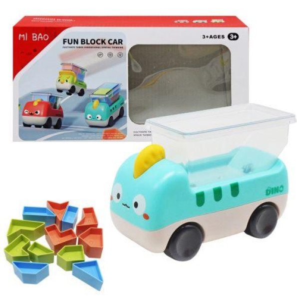 Машинка с блоками "Динозаврик" (бирюзовый)	