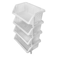 Етажерка органайзер пластикова для зберігання на кухню, у ванну біла Етажерка органайзер пластикова для зберігання на кухню, у ванну біла