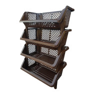 Етажерка органайзер пластикова для зберігання на кухню, у ванну коричнева Етажерка органайзер пластикова для зберігання на кухню, у ванну коричнева