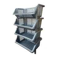 Етажерка органайзер пластикова для зберігання на кухню, у ванну сіра Етажерка органайзер пластикова для зберігання на кухню, у ванну сіра