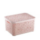 Пластиковая корзина для хранения розовая с крышкой 10 л -
                                                        Фото 1