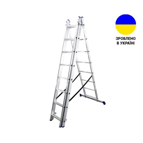 Алюмінієва трьохсекційна драбина 3х8 сходинок TRIOMAX VIRASTAR