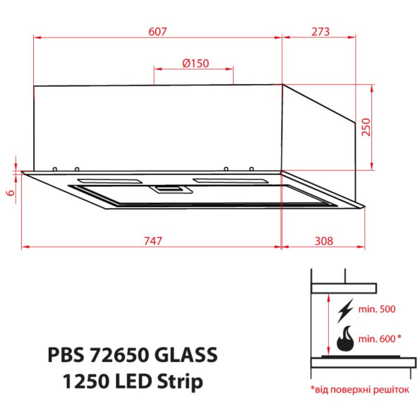 Вытяжка Weilor PBS 72650 GLASS WH 1250 LED Strip -
                                                        Фото 5