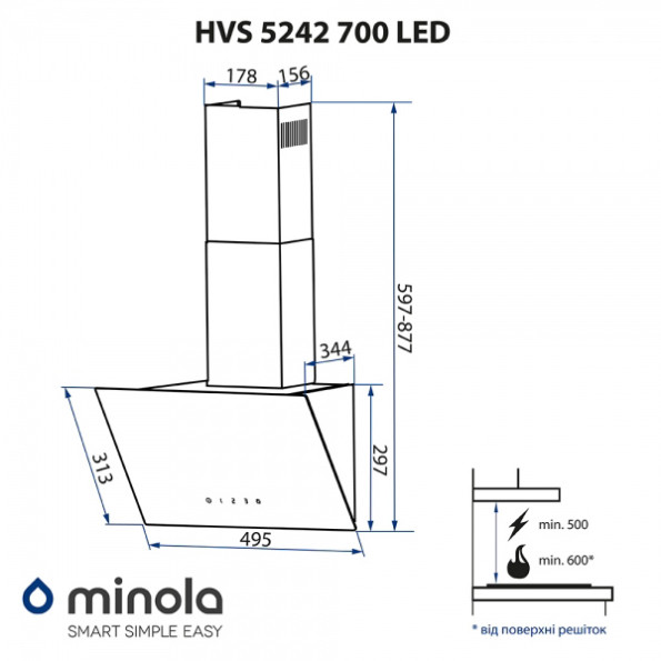 Вытяжка Minola HVS 5242 WH 700 LED -
Фото 4 Вытяжка Minola HVS 5242 WH 700 LED -
Фото 4