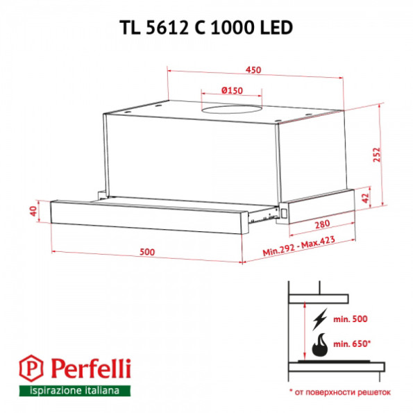 Вытяжка Perfelli TL 5612 C S/I 1000 LED -
Фото 4 Вытяжка Perfelli TL 5612 C S/I 1000 LED -
Фото 4